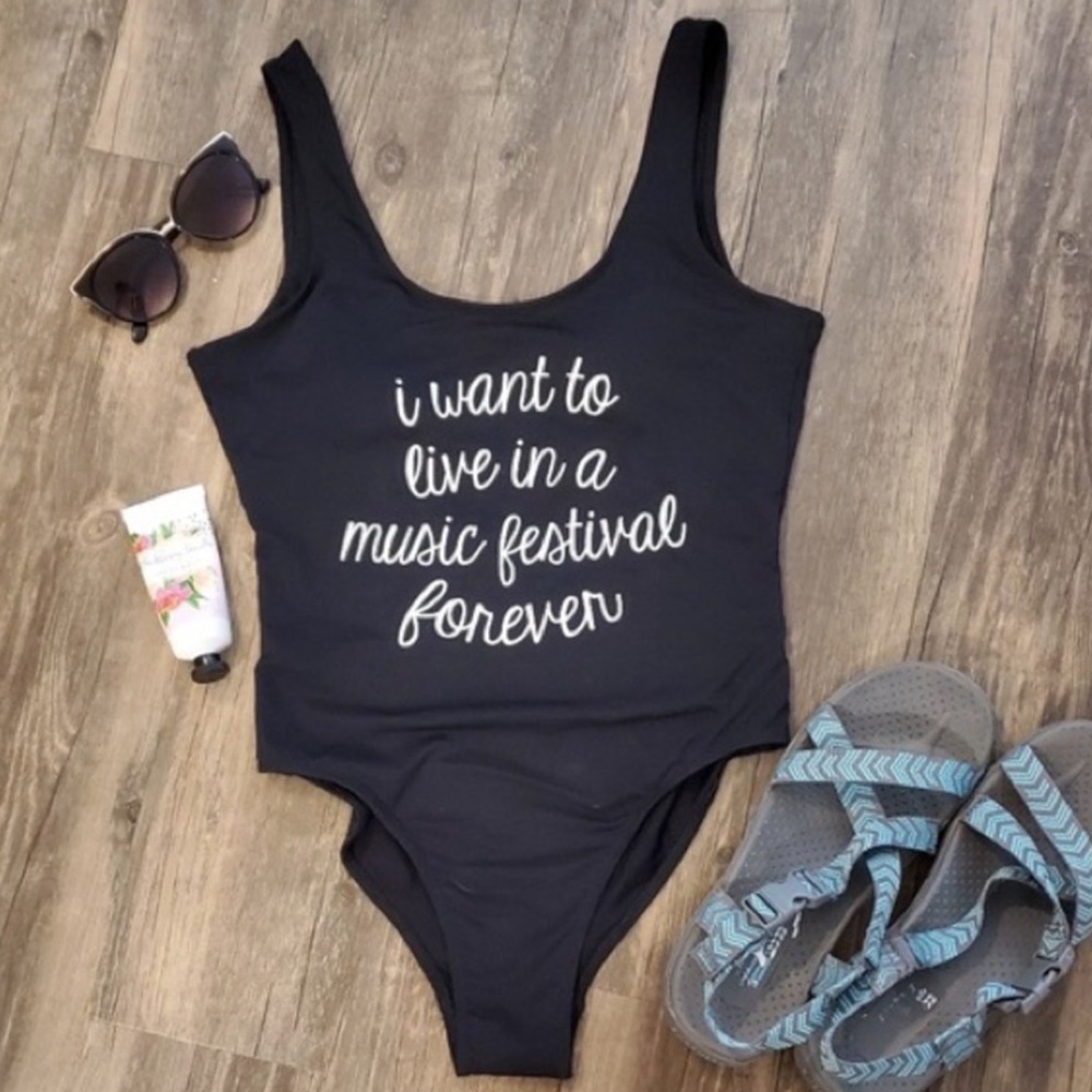 Black Graphic Swimsuit